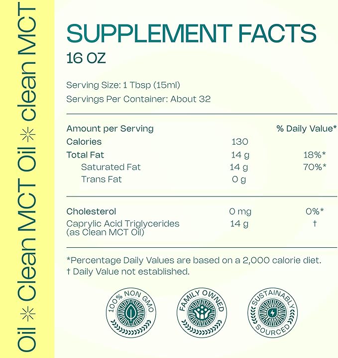 LevelUp C8 MCT Oil – 100% Pure Caprylic Acid (from Coconut) for Clean Energy &amp Focus – Keto-Friendly MCT Oil for Coffee – Non-GMO (Glass Bottle 16 oz)