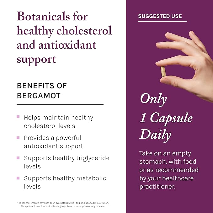 Reserveage Beauty Bergamot Cholesterol Support with Resveratrol - Antioxidant Supplement for Cardiovascular Support &amp Heart Health - Vegan &amp Non-GMO - 30 Capsules (30 Servings)