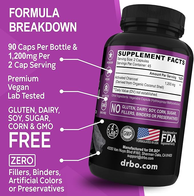 Activated Charcoal &amp Candi Cleanse Support - Organic Coconut Charcoal Pills &amp Anti Overgrowth Pills for Stomach Gas and Bloating for Men Women Kids - Oral Herbal Oregano &amp Caprylic Acid Ca