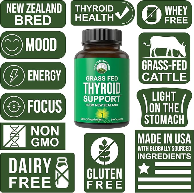 Raw Desiccated Thyroid Supplement. Grass Fed New Zealand Beef Neck &amp Thyroid Gland Capsules for Women and Men. Ancestral Living Ethically Sourced Bovine Supplements for Energy and Metabolism Suppo