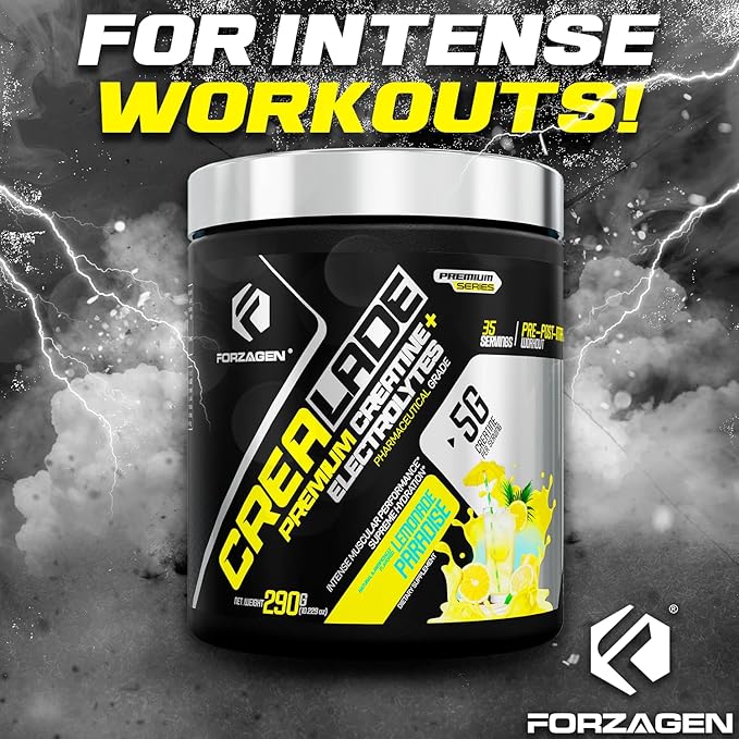Forzagen CREA-Lade 35 Servings Premium Creatine Monohydrate with Electrolytes Flavored Lemonade Paradise