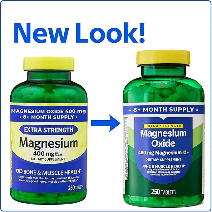 Magnesium Oxide 400mg Supplement for Bone Muscle &amp Heart Health – Extra Strength Magnesium Tablets – 250 Count 8+ Month Supply + Better Idea Sticker with Full Guide Access