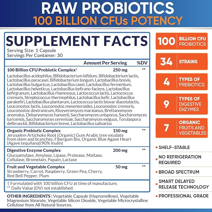 Wholesome Wellness Organic Probiotics 100 Billion CFU + Digestive Enzymes 1000mg with Prebiotics Bundle