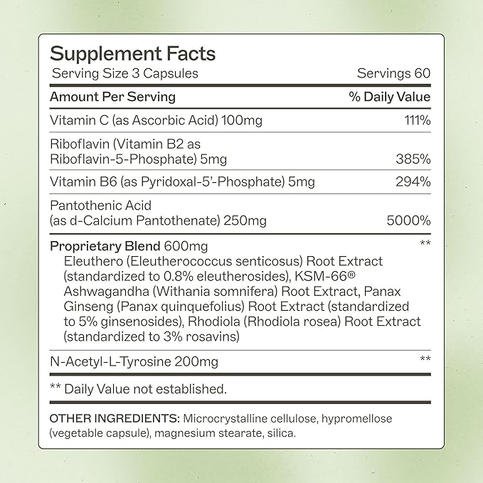 Amy Myers MD Adrenal Support - Adaptogenic Herb Supplement with Ashwagandha Riboflavin Vitamin B6 &amp More - Gluten-Free Non-Dairy &amp Non-Soy - 180 Capsules