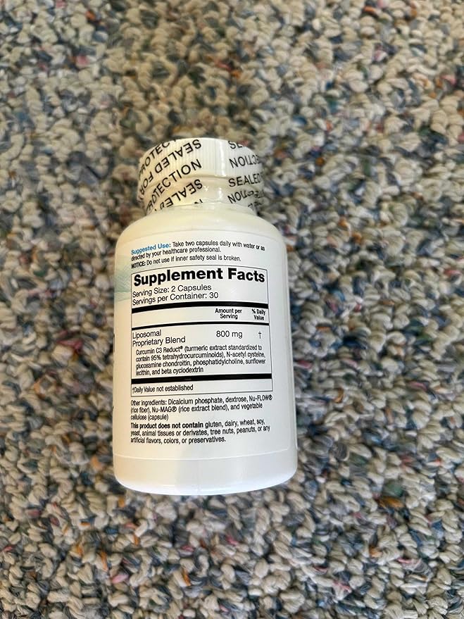 Liposomal Turmeric Extract 95% Tetrahydrocurcuminoids Curcumin Supplement with Glucosamine Chondroitin Phosphatidylcholine Sunflower Lecithin for Joint Support &amp Immune Health - 60 Vegan Capsule