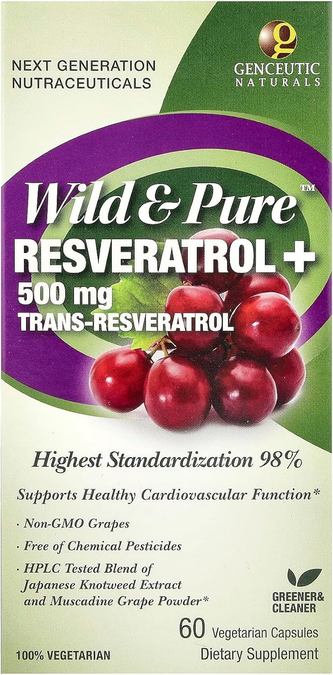 Genceutic Naturals Wild &amp Pure Resveratrol Vegetarian Capsules 60-Count