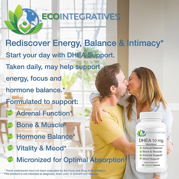 DHEA 10 mg Micronized Supplement – DHEA for Hormonal Balance Adrenal Health Bone &amp Muscle Health for Men &amp Women – Non-GMO Gluten-Free Soy-Free – 90 Vegetarian Capsules
