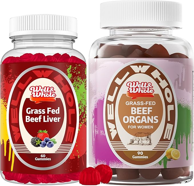 Well&ampWhole Grass Fed Beef Liver Gummies and Beef Organ Gummies for Women
