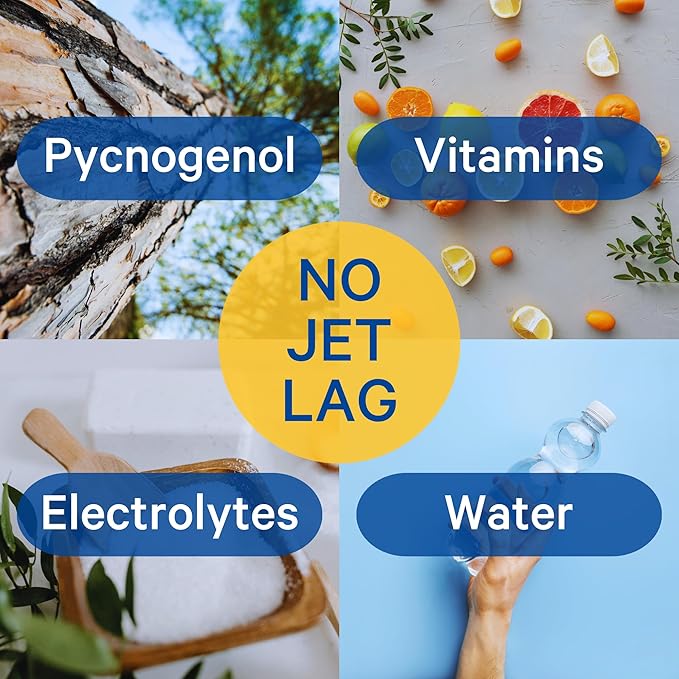 1ABOVE Jet Lag Relief Tablets - Citrus-Flavored Effervescent Multivitamin with Pycnogenol Travel Supplement for Hydration Energy Immune Support and Faster Recovery - Flight Essential 20 Tablets