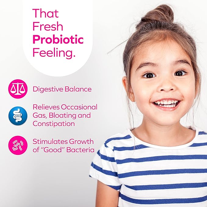 Florajen Kids Probiotics Daily Gut Health &amp Immune Support Supplement Constipation and Bloating Relief 120 Capsules (Refrigerated)