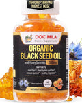 Organic Black Seed Oil Gummies 1500mg - Black Seed Oil Softgels Capsules with Honey Pineapple Flavor - Gluten Free Soy Free &amp Non-GMO