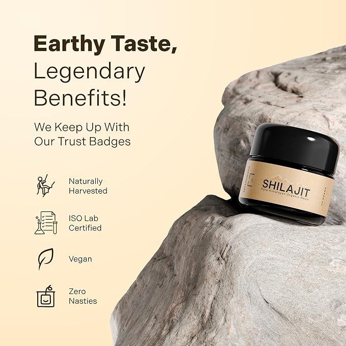 Organic Himalayan Shilajit Resin - 500mg Max Potency Lab Tested Pure Shilajit for Men and Women 85+ Trace Minerals Fulvic Acid Immune Support Energy &amp Cognitive Performance 4 Month Supply 60