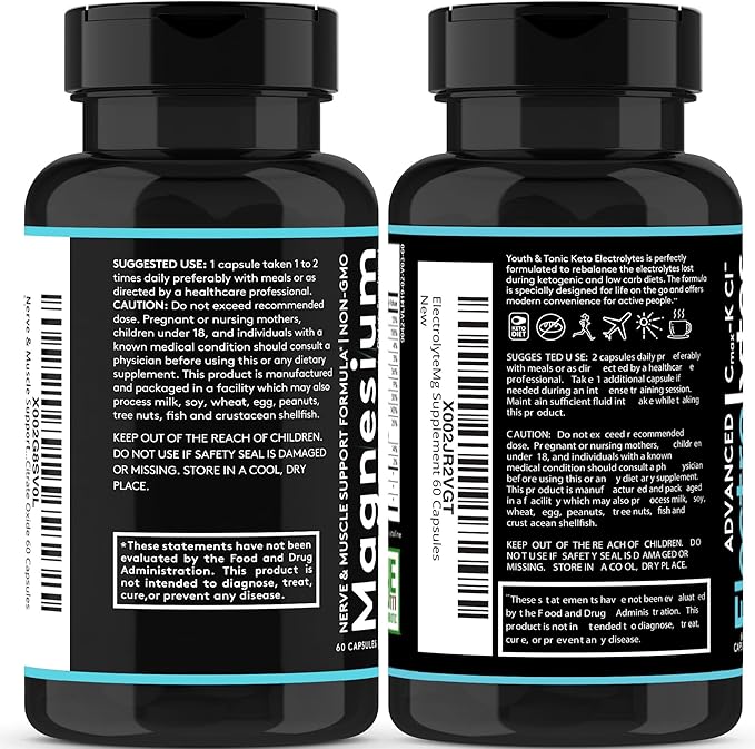 2pk| High Absorption Magnesium Complex + Electrolytes Pills - Mag Minerals Vitamins | Premium Magnesium Citrate Oxide Supplement for Leg Cramps Sore Muscle Bone Support Endurance Recovery Nerve Health