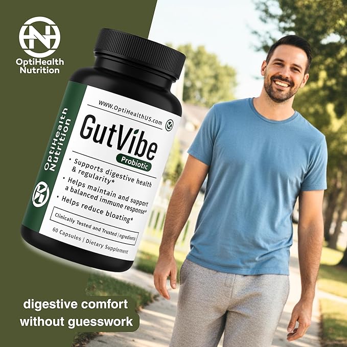 GutVibe Saccharomyces Boulardii Bacillus Subtilis Bifidobacterium Strain Lactobacillus Acidophilus Probiotic - 22 Billion CFU – Gut Digestion &amp Healthy Bowel Support - 60 Capsules 30-Day Supp
