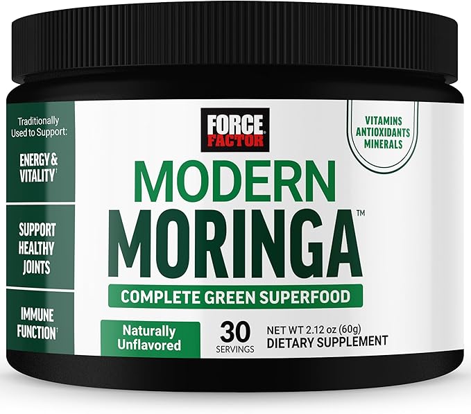 Force Factor Modern Moringa Powder to Support Energy Vitality &amp Immune Health Complete Green Superfood with Antioxidants Naturally Unflavored ~30 Servings
