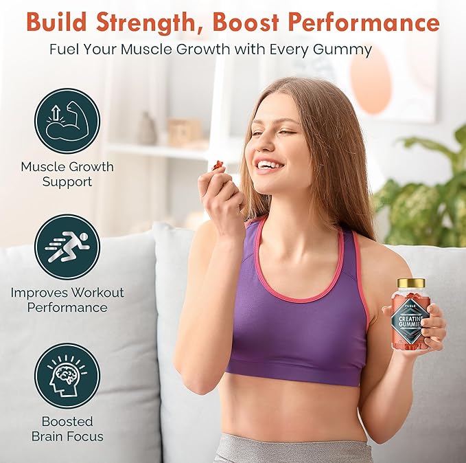 Creatine Monohydrate with L-Carnitine Beta-Alanine BCAAs - Enhance Performance and Recovery with Creatine Gummies and Pre Workout for Fitness and Atheletes - 5000mg Per Serving