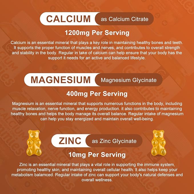 1200mg Calcium Gummies with Vitamin D3K2B12 &amp B6 - Plant Complex Calcium Magnesium Supplement with GlycinatePotassiumSea MossAshwagandha Root for Bone &amp Teeth Strength Muscle &amp Immun