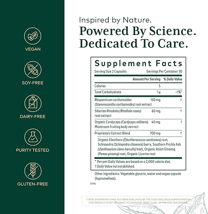 Gaia Herbs Pro Revive HPA - Adrenal Health Support Supplement* - Energy Supplement* with Cordyceps Asian Ginseng Licorice Root &amp Prickly Ash - 60 Liquid Phyto-Caps (30 Servings)