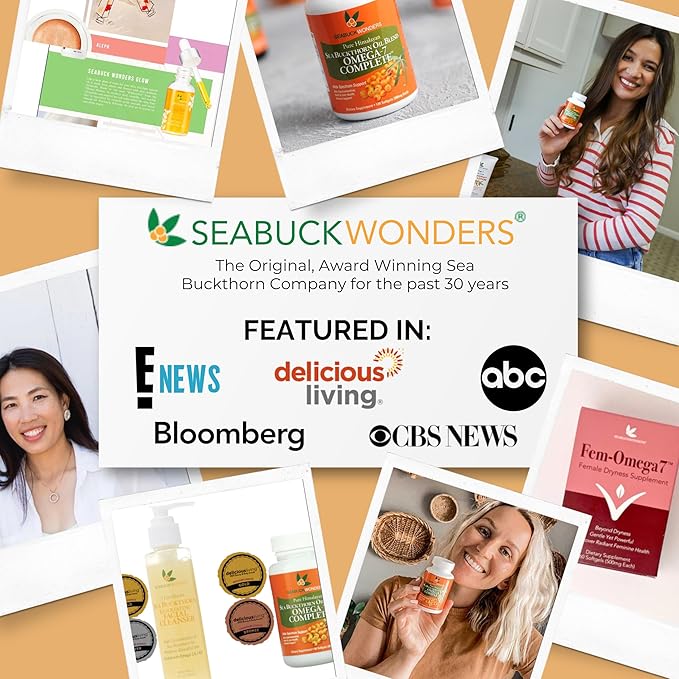 SEABUCKWONDERS Organic Sea Buckthorn Seed Oil 1 Fl Oz 30 Servings with Omega 3 6 &amp 9 Can Be Used Topically &amp Orally Supports Hair Skin &amp Nail Health