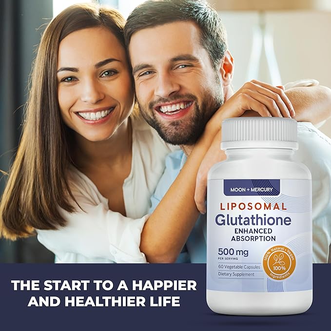 Liposomal Glutathione Non-GMO Gluten Free 500mg Supplement - May Provide Immune Support Liver Detox Brain Health and Heart Health - 60 Glutathione Capsules