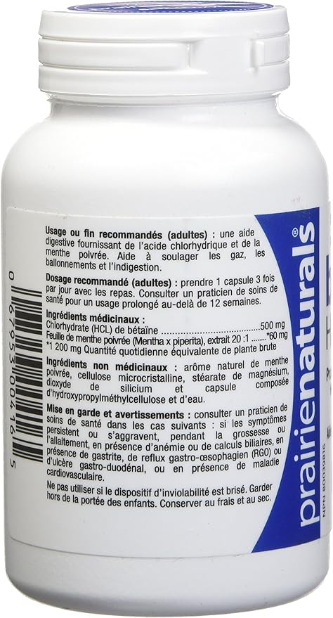 Prairie Naturals Betaine Hcl Vegetarian Capsules 60 Count