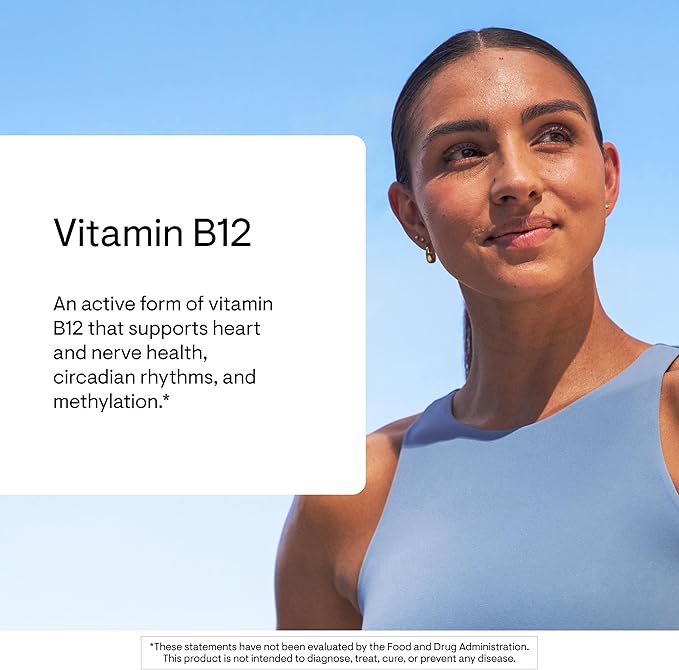 THORNE - Vitamin B12 - as Methylcobalamin - Supports Heart &amp Nerve Health Blood Cell Function Restful Sleep &amp Methylation* - Third-Party Certified - Gluten Dairy &amp Soy-Free - 60 Capsule