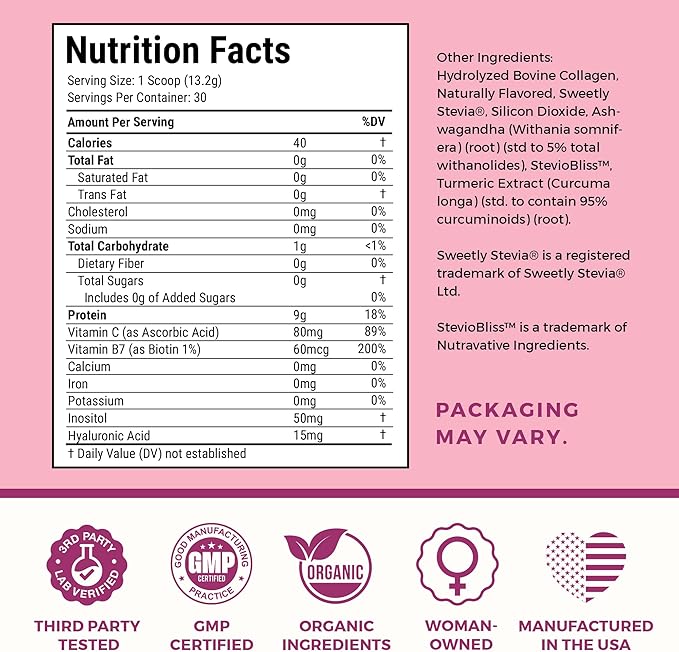 VITA-PCOS Cortisol Supplement &amp Collagen Peptides Protein Powder Bundle for Women – Promotes Energy Endocrine Hair Skin Nails &amp Weight - Rhodiola Rosea Ashwagandha Inositol Turmeric – 2