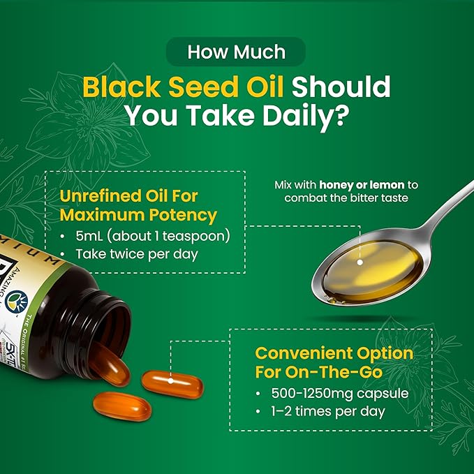 Amazing Herbs Premium Black Seed Oil - Cold Pressed Nigella Sativa Aids in Digestive Health Immune Support Brain Function Joint Mobility Gluten Free Non GMO - 32 Fl Oz (Pack of 2)