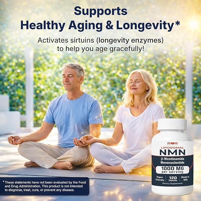 NMN Supplement 1000 mg Pure Nicotinamide Mononucleotide - NAD Precursor for Energy Cellular Renewal &amp Longevity Support - Mitochondrial Support 120 Capsules - Vegan Non GMO Gluten Free