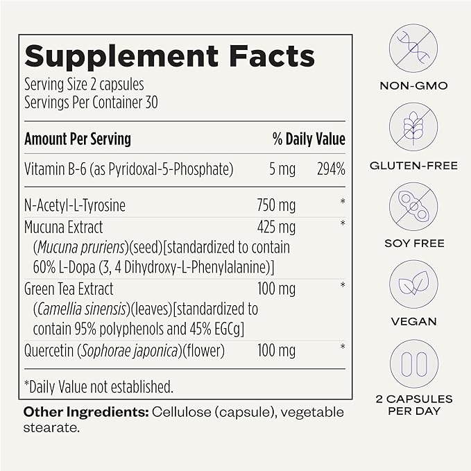 Motivation 101 by Dave Asprey | Targeted Dopamine Support for Drive + Mood | Supports Focus Memory Learning Balanced Moods and Positive Mental Outlook | 30 Day Supply