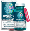 NEURIVA Memory 3D Brain Supplement - Decaffeinated Nootropic Capsules for Memory Focus &amp Cognitive Function - Short Term Long Term &amp Working Memory Support - 50ct