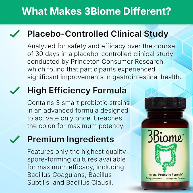 3Biome - Natural Probiotic Supplement - Non-GMO Vegan Gluten-Free