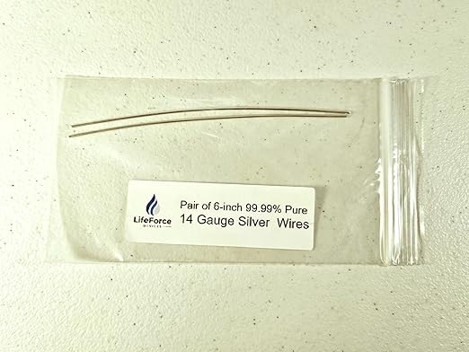 Pure Silver Generator Wires – 9999 Silver Electrodes – Pre-Cut 6-Inch 14 Gauge Wires – Fits LifeForce Generators