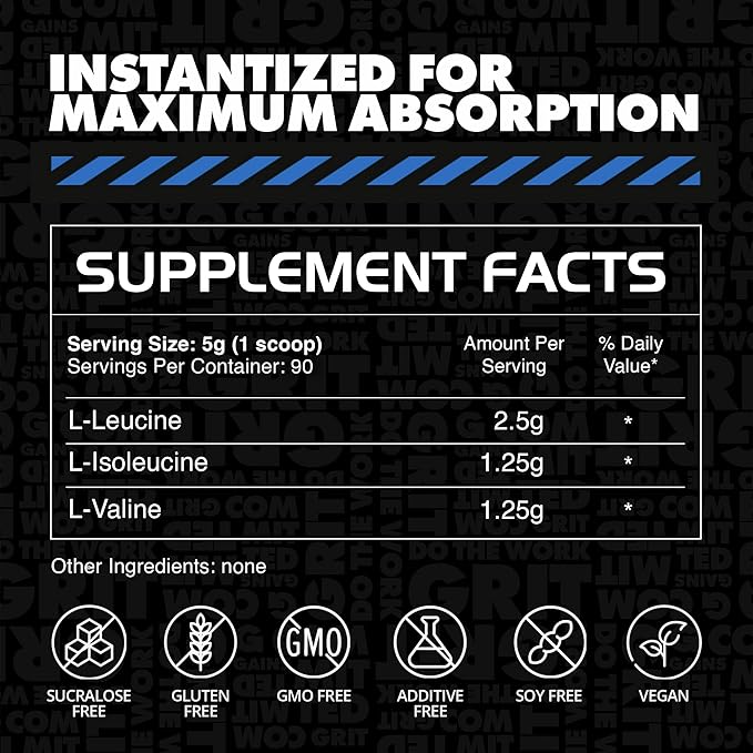 Gains in Bulk BCAA Powder Pre Workout Plant Based Branch Chain Amino Acids Gluten Free Vegan Supplement with Keratin for Endurance &amp Strength During &amp Post Workout Unflavored 90 Servings