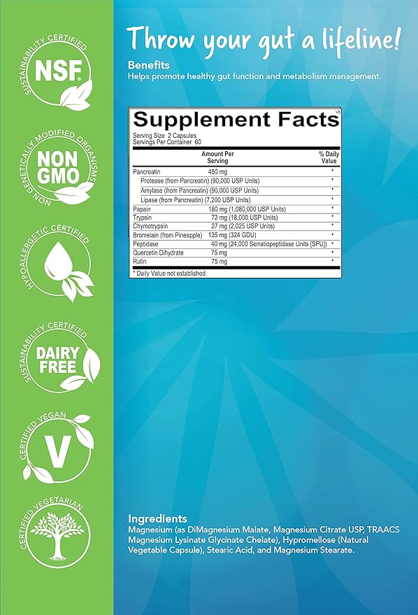 Advanced Nutrition Solutions Q Restore React Mg - 3 chelated bioavailable Forms of Magnesium. Water Balance GI Thyroid 60 caps