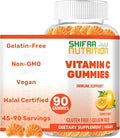 SHIFAA NUTRITION Vegan Vitamin C Gummies | 90 Gummies 250mg 45 Servings | Non-GMO | Gluten-Free Gelatin-Free | Immune Support Gummy &amp Seasonal Support for Kids &amp Adults Halal Vitamins