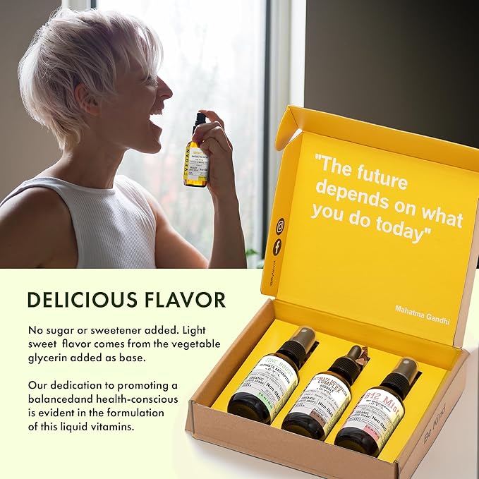 Cognitive Wellness Bundle Liquid Vitamin Trio: Methylcobalamin B12 Lions Mane Reishi Chaga Mushroom Complex &amp Zinc Picolinate: Gluten-Free Sugar-Free Non-GMO - 360 Days Supply