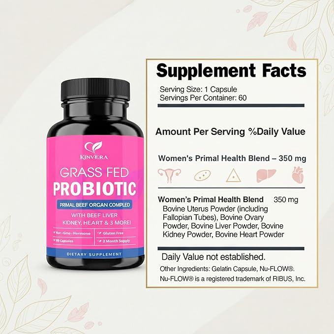Grass-Fed Beef Liver Capsules for Women – Female-Optimized Natural Organ Supplement – Cognitive Function Immunity &amp Energy Support – Hormonal Balance – 60 Veggie Caps