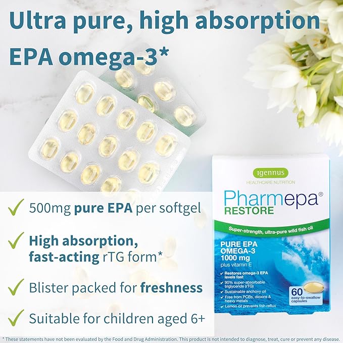 Igennus Pharmepa Restore + Methylated Kids Multivitamin Gummy Attention &amp Focus Bundle for 6y+ 1000mg Pure EPA Fish Oil + 90 Sugar Free Berry Gummies