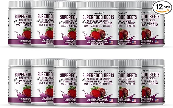 Superfood Beets Powder 10.59oz (Pack of 2) - Beetroot Powder Organic Beet Root Blend with Green Tea &amp Berry Flavor Non-GMO Plant-Based Drink Mix
