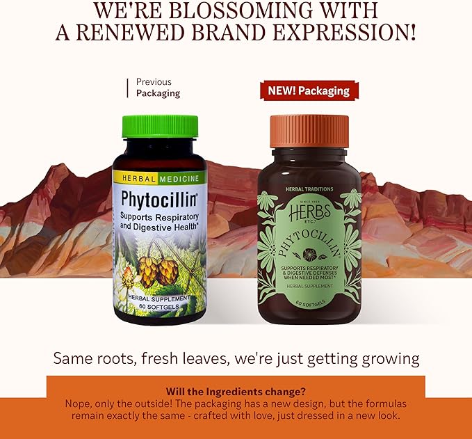 Herbs Etc. Phytocillin - Respiratory &amp Digestive Health Support Supplement - Herbal Formula to Support Digestion - Support Healthy Breathing - 60 Softgels (60 Servings)