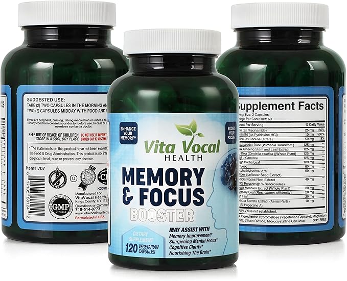 VITA VOCAL Premium Memory Focus Supplement Boosts Clarity and Concentration | Brain Booster