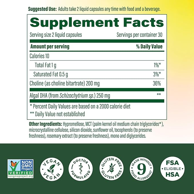MegaFood Baby &amp Me 2 Prenatal Vitamins for Women DHA &amp Choline Supplements Liquid DHA and Choline for Baby's Brain and Eye Development During Pregnancy Vegan 60 Capsules (30 Servings)