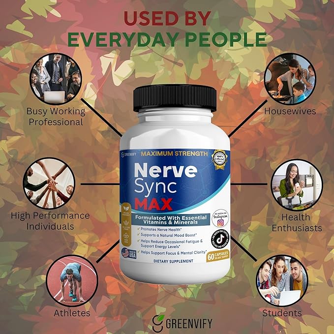 Nerve Sync MAX Supplement 60 Capsules Vegan Friendly with Essential Vitamins &amp Minerals for Nerve Health. (2)