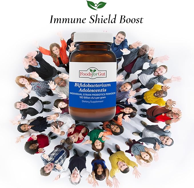 Foods For Gut Bifidobacterium Adolescentis Probiotic Powder 100 Billion cfu's | No Additives | Digestive &amp Immune Support | High Potency | B. Adolescentis | 100 Gram (3.52 Oz)