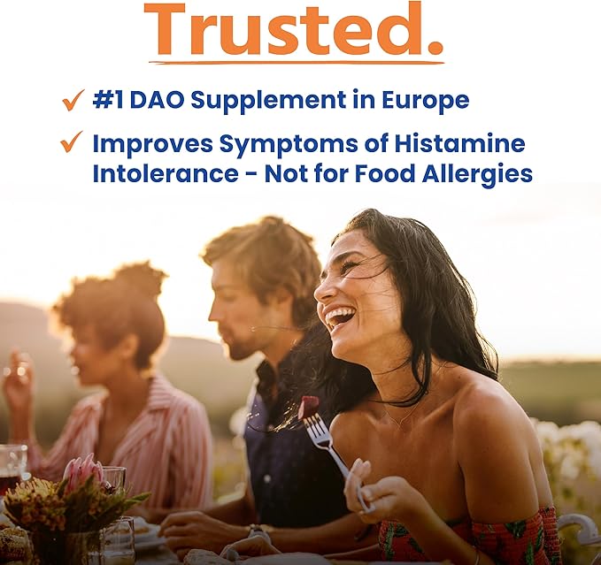 HISTAsolv Extra Strength DAO Enzyme Supplement for Histamine Food Intolerance - Eases Digestive Discomfort - Patented Tech - Made in Austria - 60 Pack