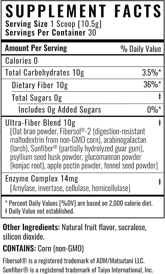 Wilderness Athlete Fiber+ | Soluble &amp Insoluble Fiber Supplement for Women &amp Men - Prebiotic Fiber Powder for Digestive Support - Daily Drink Mix - Dietary Powder Unflavored