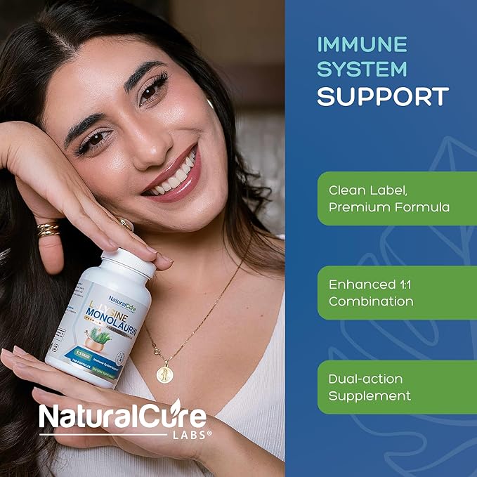 Natural Cure Labs L-Lysine with Monolaurin 600mg 1:1 Ratio 100 Capsules
