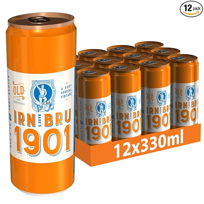 IRN-BRU 1901 12 Pack A Very Special Vintage Recipe No Caffeine Full Sugar Taste The First Ever IRN-BRU Recipe - 12 x 330ml Cans
