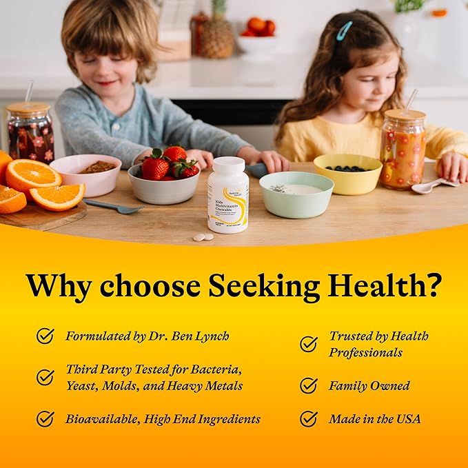Seeking Health Kids Multivitamin Chewable MF Formulated for Children’s Health Methyl-Free with Folinic Acid Vitamin B12 Riboflavin Vitamin A Vegetarian (120 Chewable Tablets)*